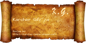 Karcher Géza névjegykártya